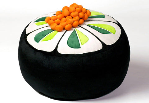 Sushi Style Cucumber Pouf with Salmon Roe pillow